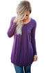 Sexy Purple Pleated Flowy Long Sleeve Top
